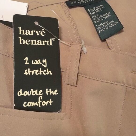 New Harve Benard Women's size 14‎ 2 way stretch khaki dress pants trousers - Picture 5 of 8